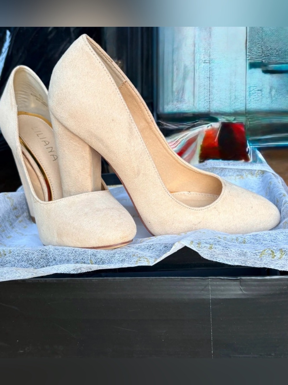 Liliana Beige Suede High Heel Pumps